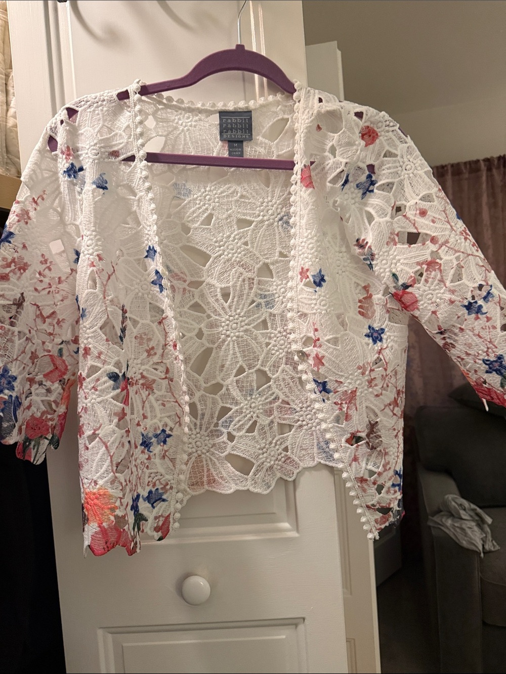 Rabbit Rabbit Rabbit 🐇  Designs Lacey cropped cardigan Women's medium pre-owned